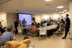 Sky Lakes providers Attending central Line Academy in the practical classroom of the CHC's ground floor.