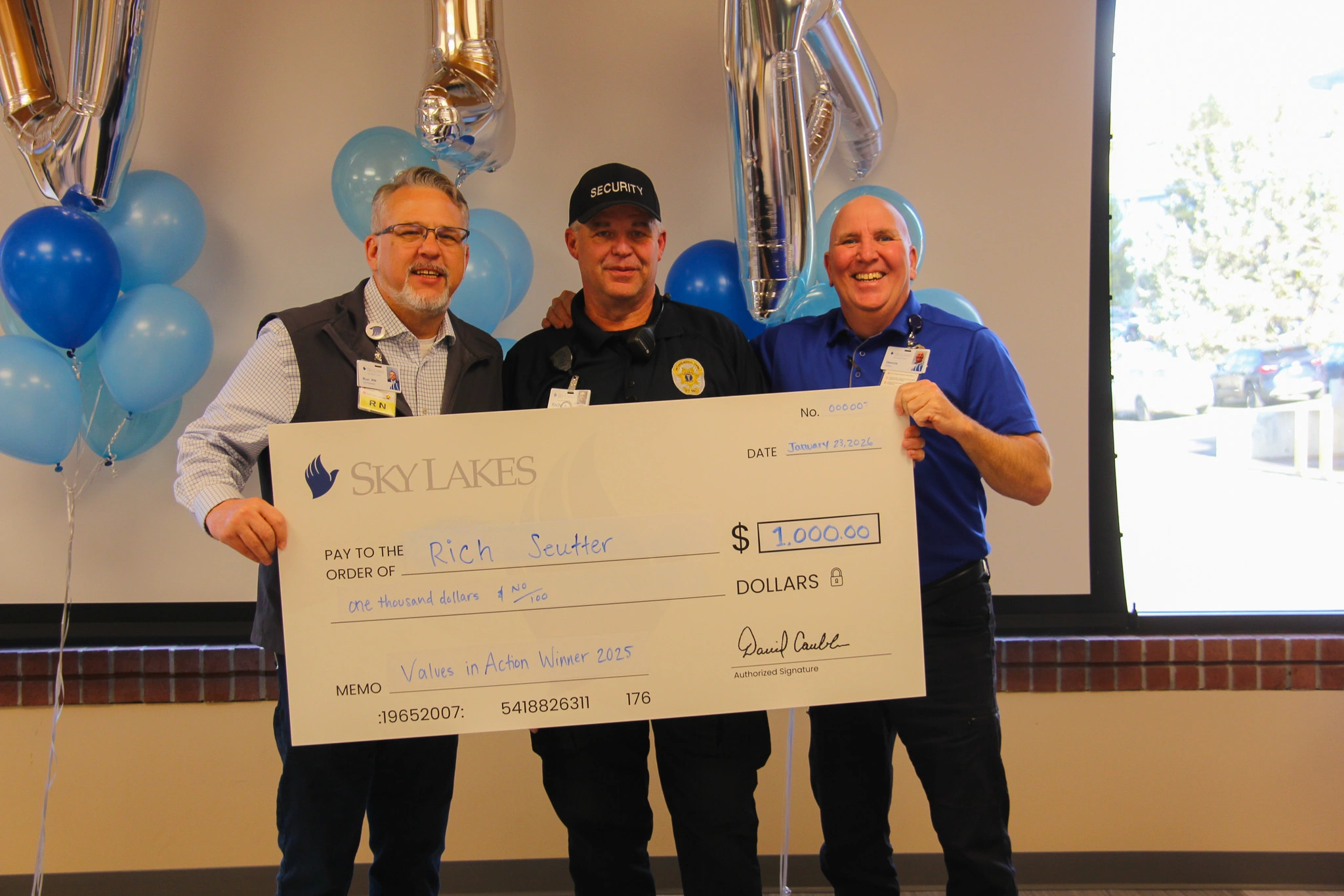 Values in Action Check Award Rich Seutter