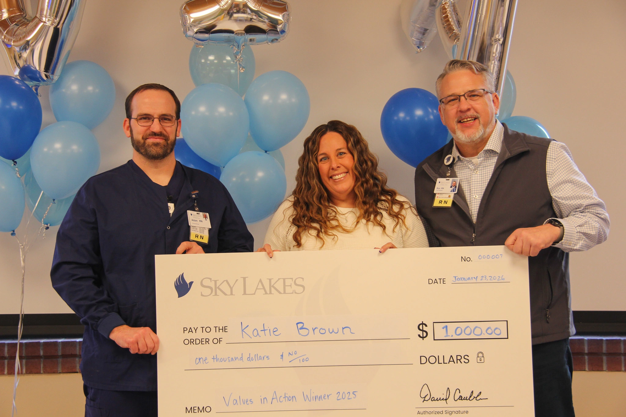 Values in Action check award Katie Brown